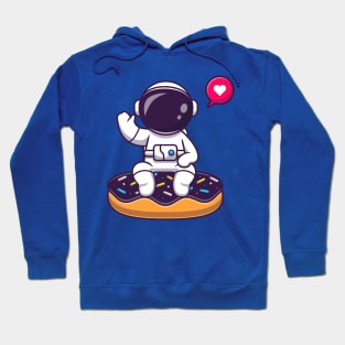 Cute Astronaut Sitting On Doughnut Space Cartoon Hoodie